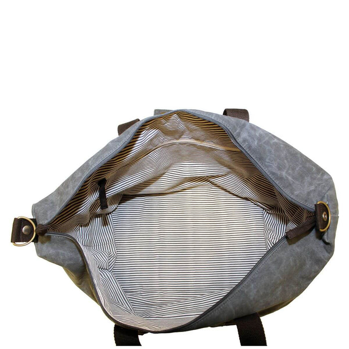Waxed Canvas Voyager Weekender Slate Interior