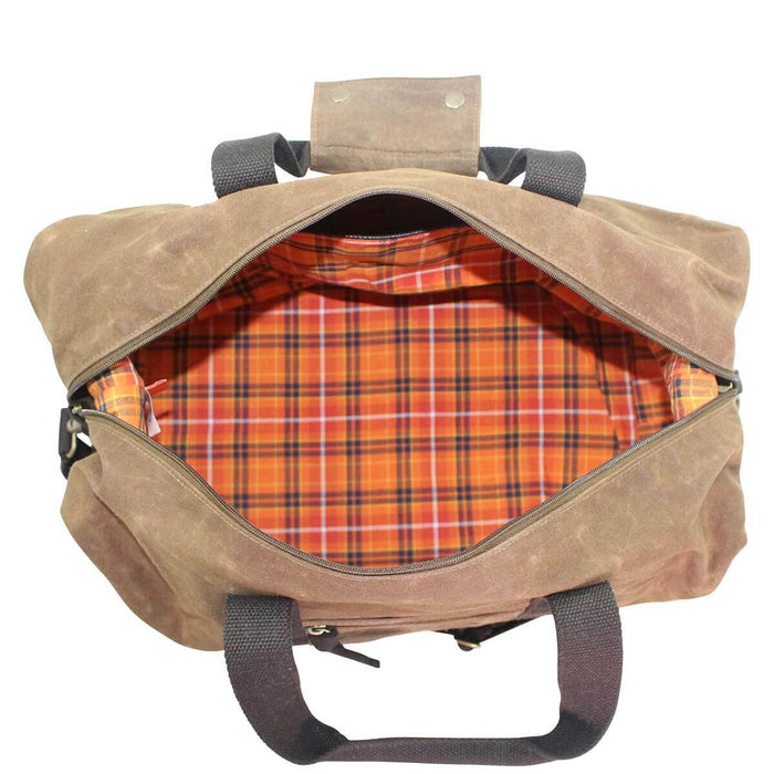 Waxed Canvas Voyager Weekender Khaki Interior