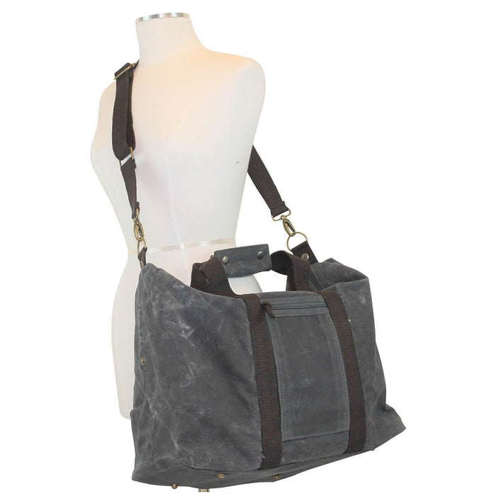 Model with Waxed Canvas Voyager Weekender Choose Color