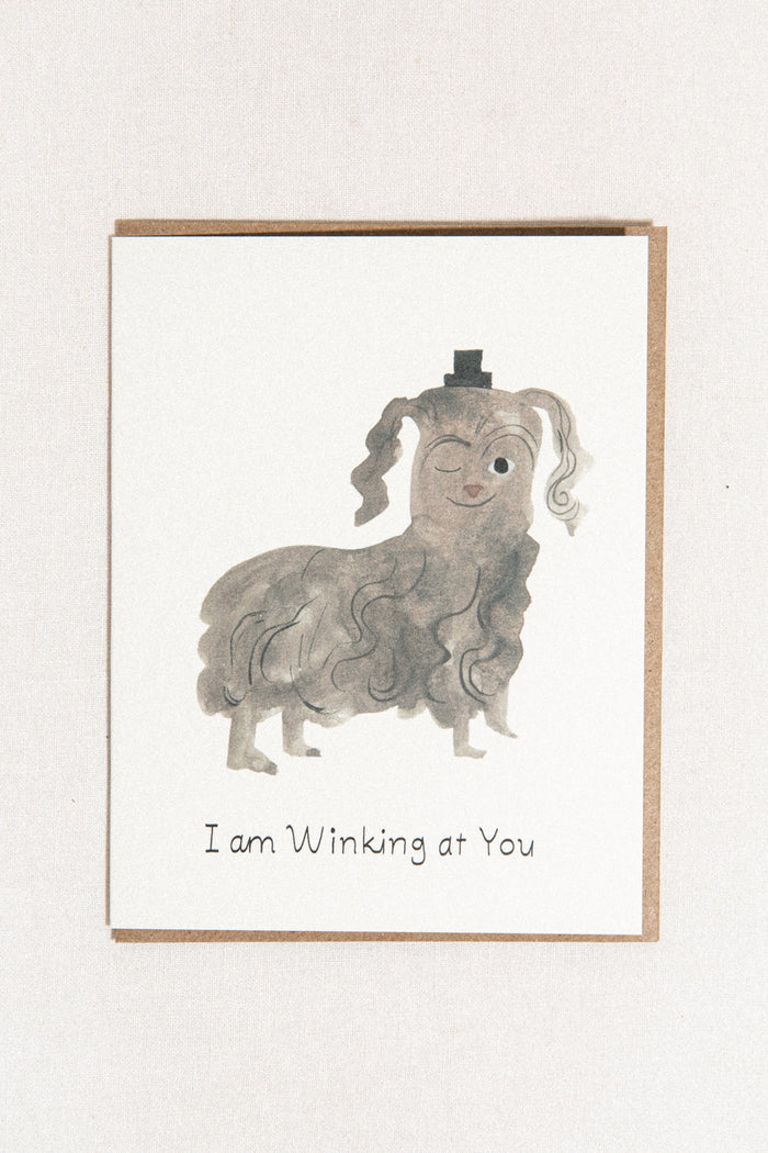 Winking Dog Greeting Card