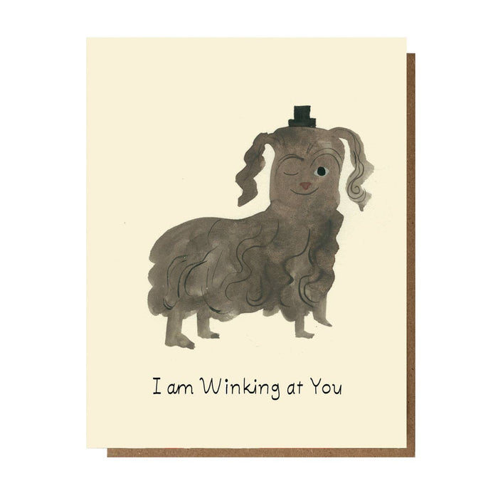 Winking Dog Greeting Card
