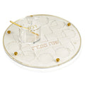Gold woven leather simanim tray for Rosh Hashanah, from Waterdale Collection