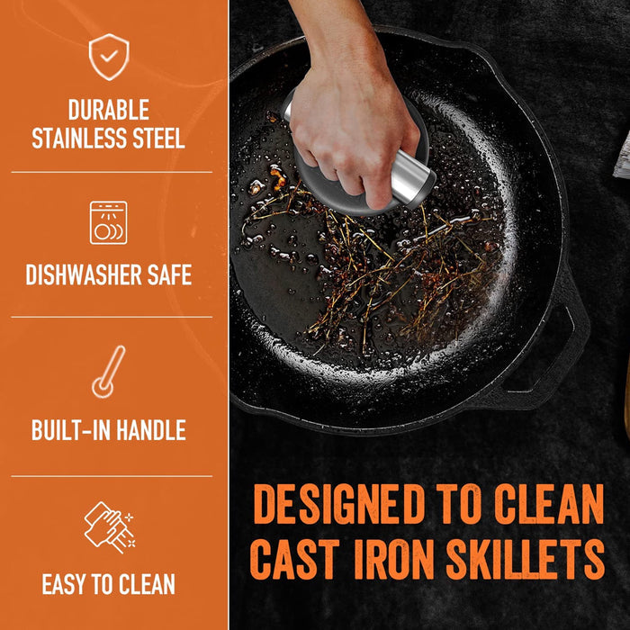 Yukon Glory All-Purpose Cast Iron Skillet Cleaner Chainmail Net Grill Scrubber Brush